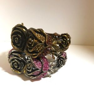 2 hinged stoned bracelets
